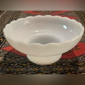 5/$20 Cleveland ,Ohio Milk Glass Scalloped Edge Footed Bowl